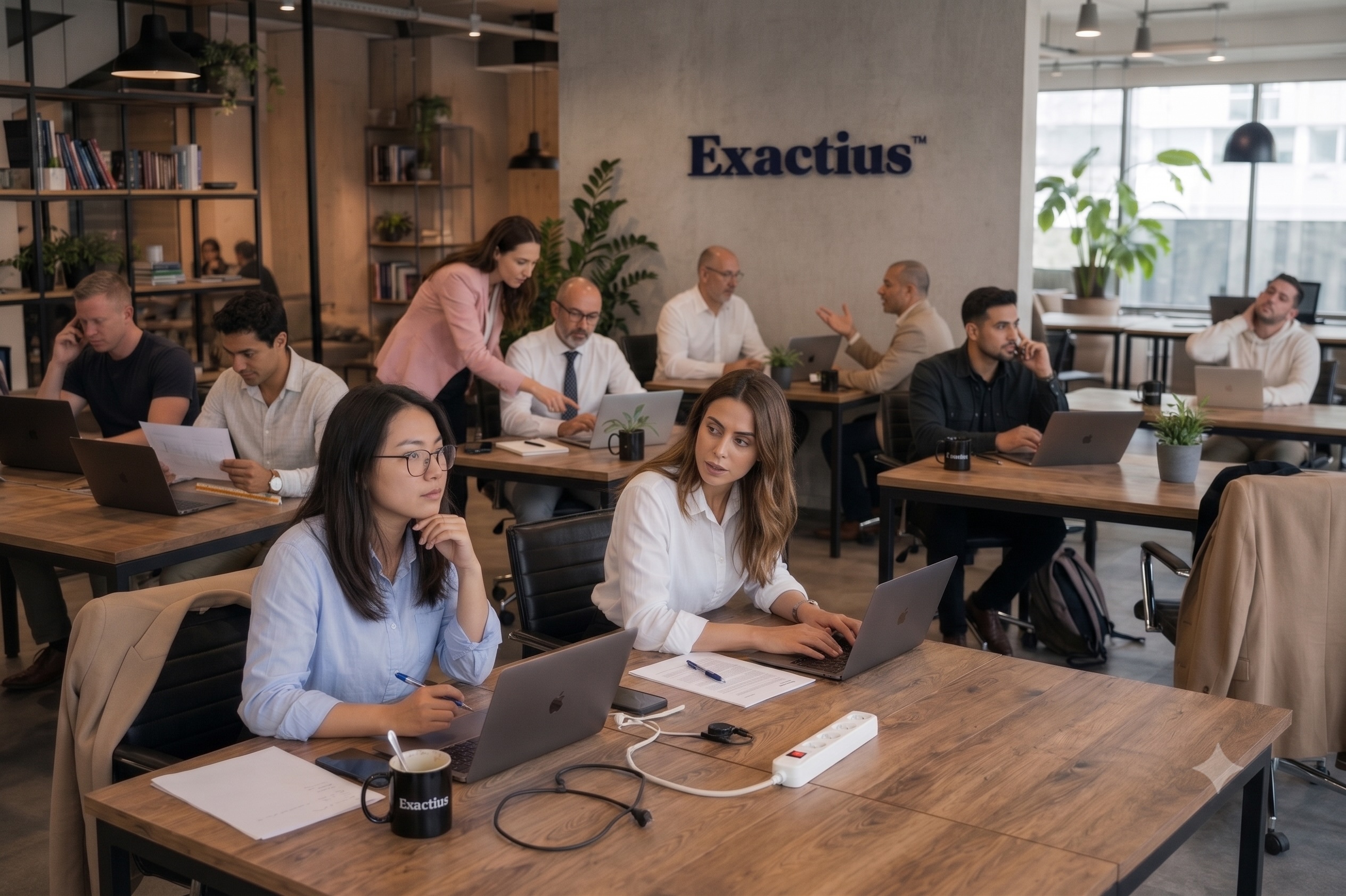 The Exactius team at work in the office